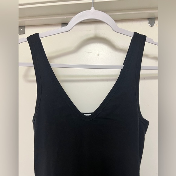 James Perse midi, tank, bodycon dress with side ruching - black - size 2 - Picture 2 of 8